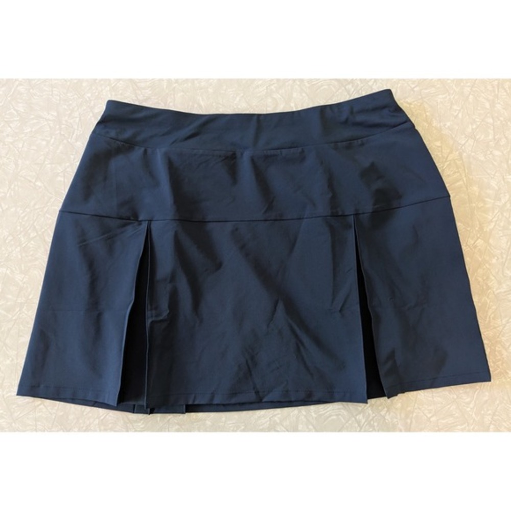 Lands End L Navy Blue Pleated Active Skort Tennis Golf Athletic Mini